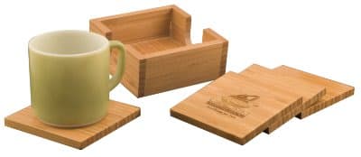 4" x 4" Square 4-Coaster Set with Holder