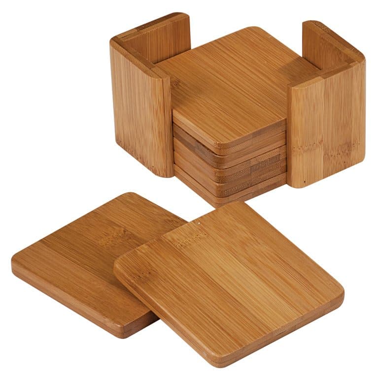 3 3/4" x 3 3/4" Square 6-Coaster Set with Holder