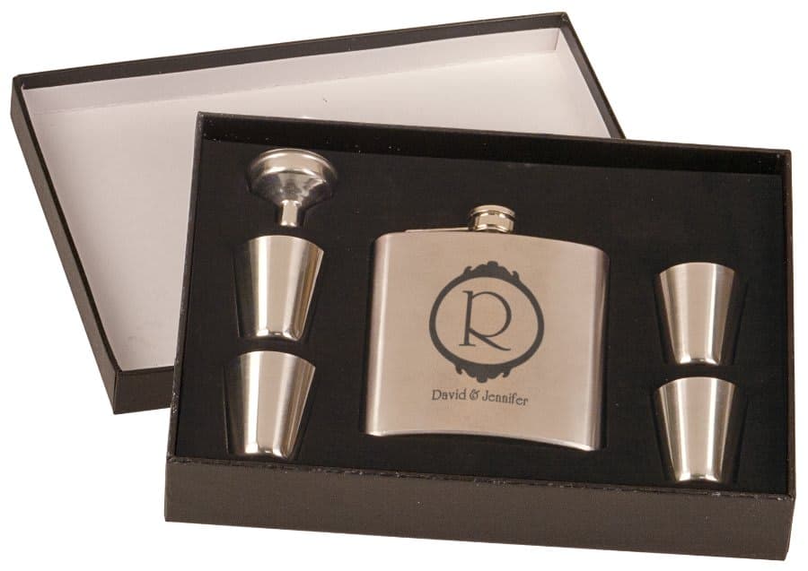6 oz. Flask Set in Black Presentation Box