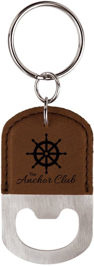 Oval Laserable Leatherette Bottle Opener Keychain