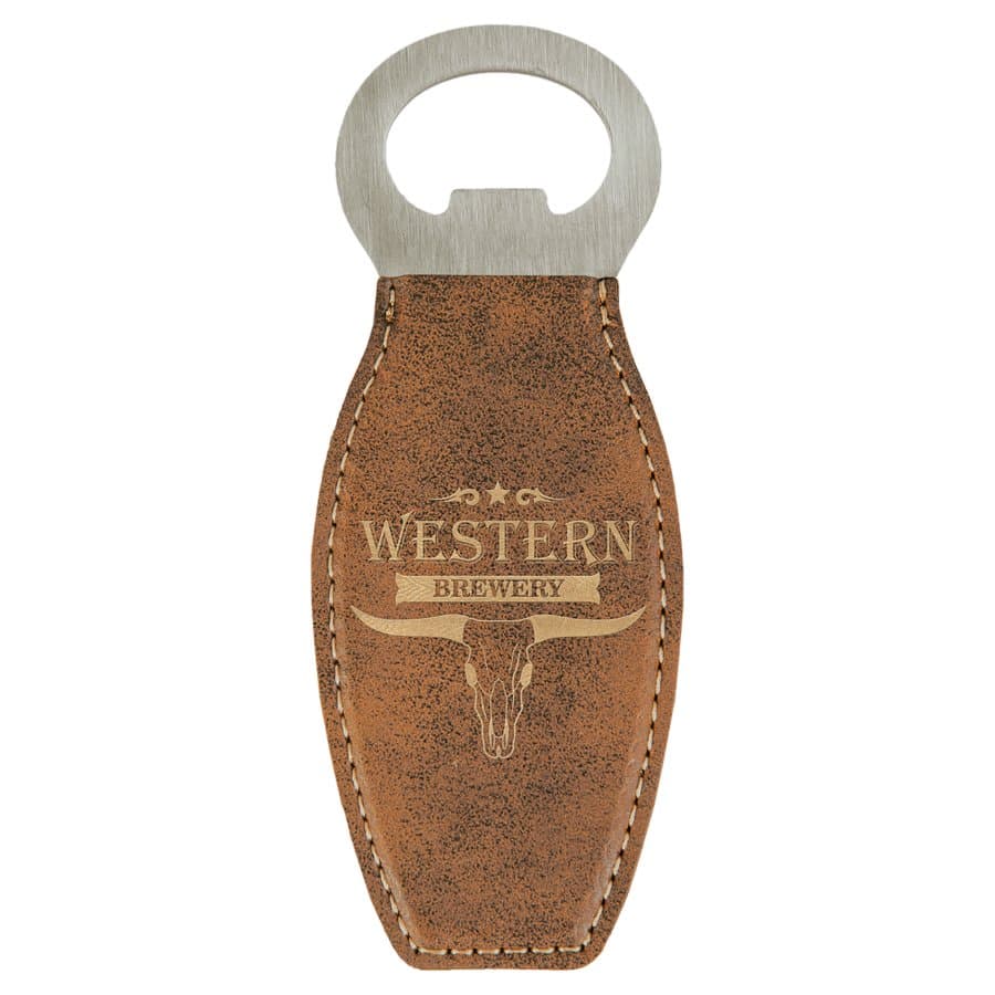 Rustic/ Laserable Leatherette Bottle Opener with Magnet