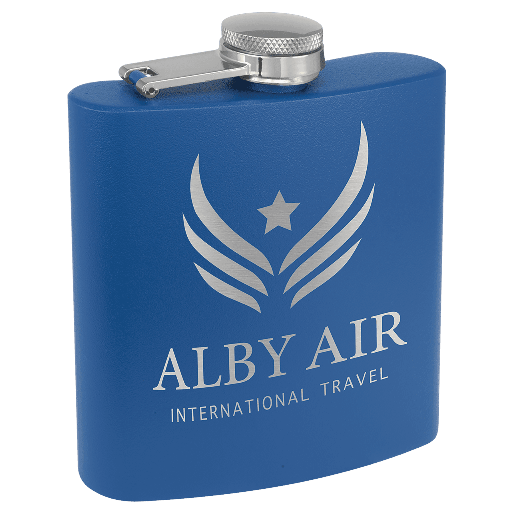 6 oz. Matte Royal Powder Coated Laserable Stainless Steel Flask