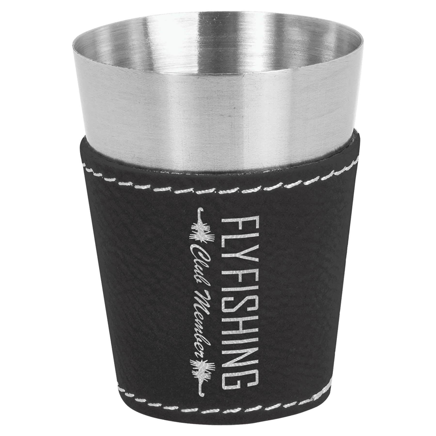 2 oz. Laserable Leatherette & Stainless Steel Shot Glass