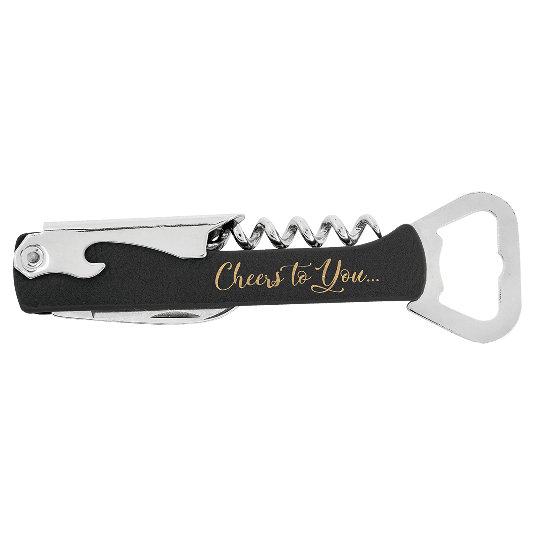 Gold Laserable Leatherette Wine Bottle Opener