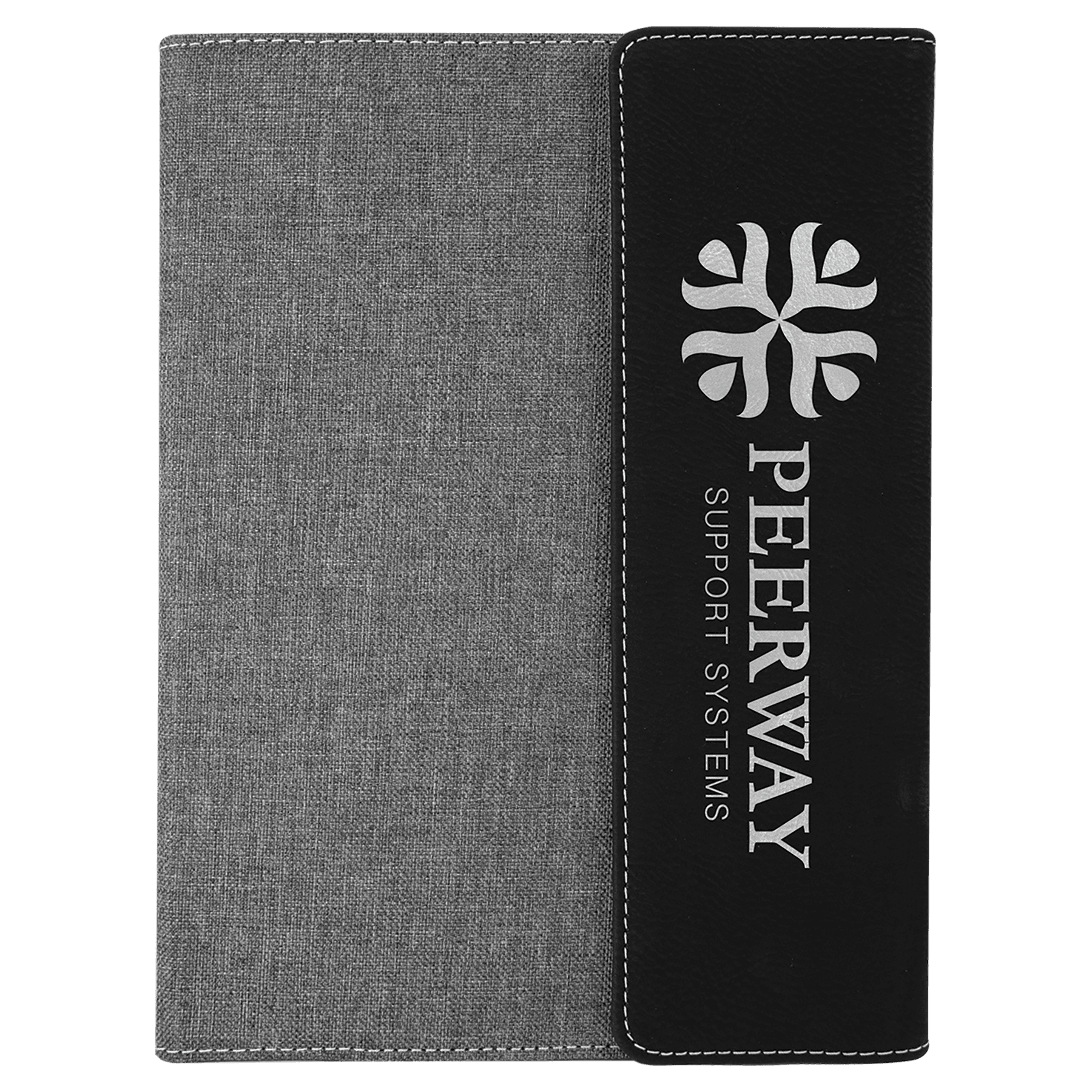 7" x 9" /Silver Laserable Leatherette / Canvas Portfolio with Notepad