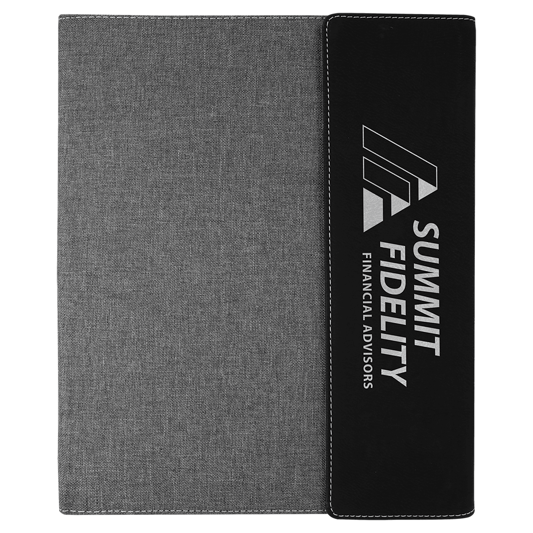 9 1/2"x12" /Silver Laserable Leatherette / Canvas Portfolio w/Notepad