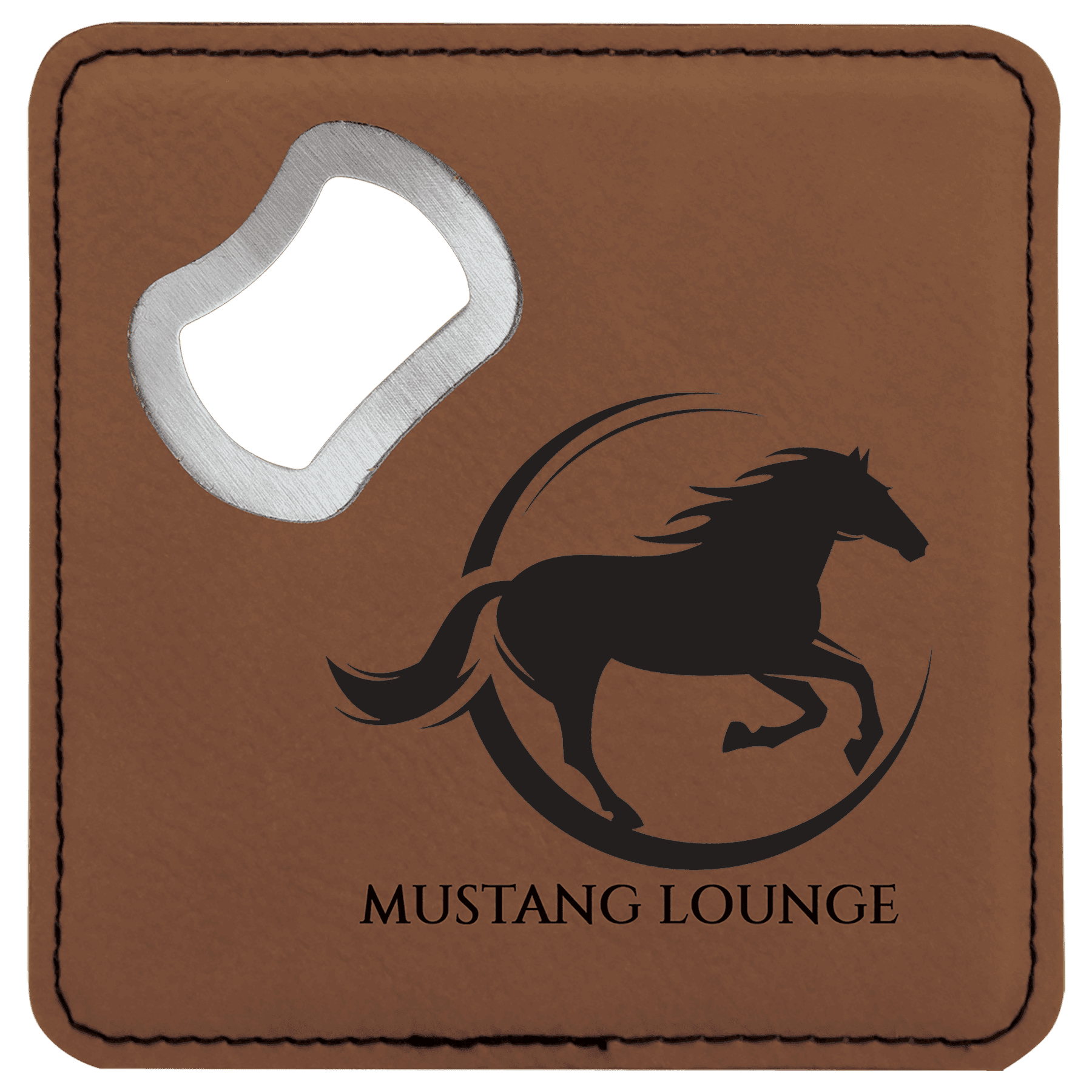 4" x 4" Square Laserable Leatherette Bottle Opener Coaster