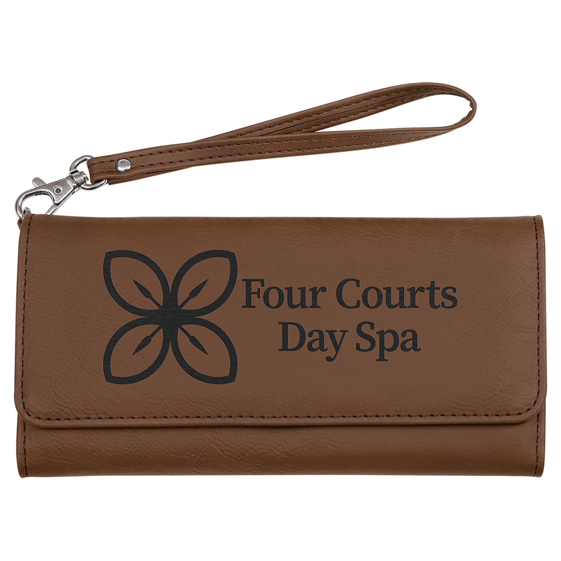 7 1/2" x 4" Laserable Leatherette Wallet with Strap