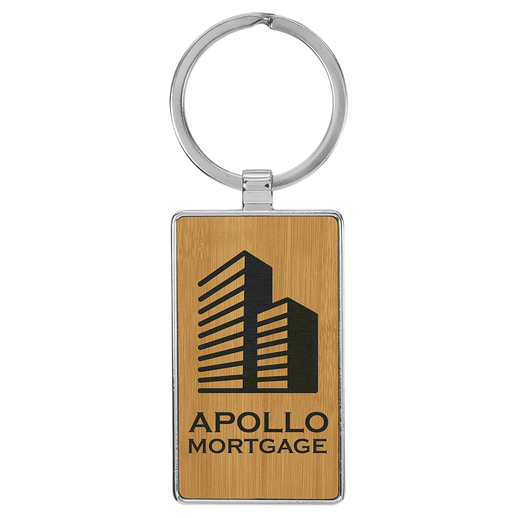 2 3/4" x 1 1/4" Laserable Leatherette/Metal Rectangle Keychain