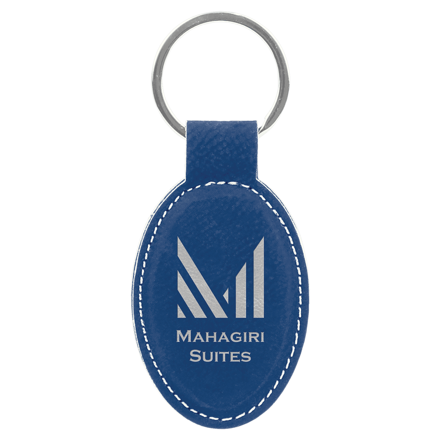 3" x 1 3/4" Laserable Leatherette Oval Keychain