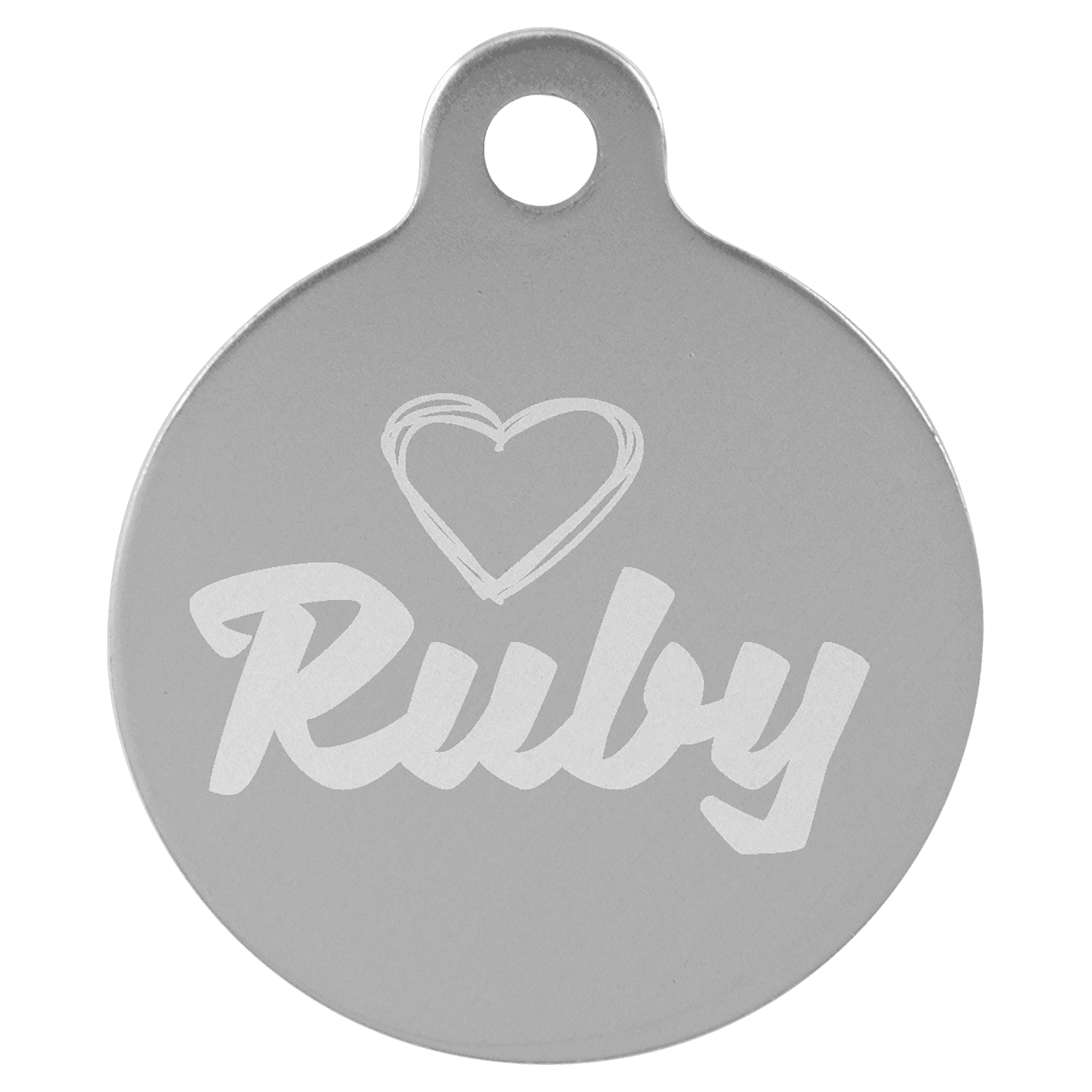 1 1/4" Laserable Anodized Aluminum Round Pet Tag with Tab