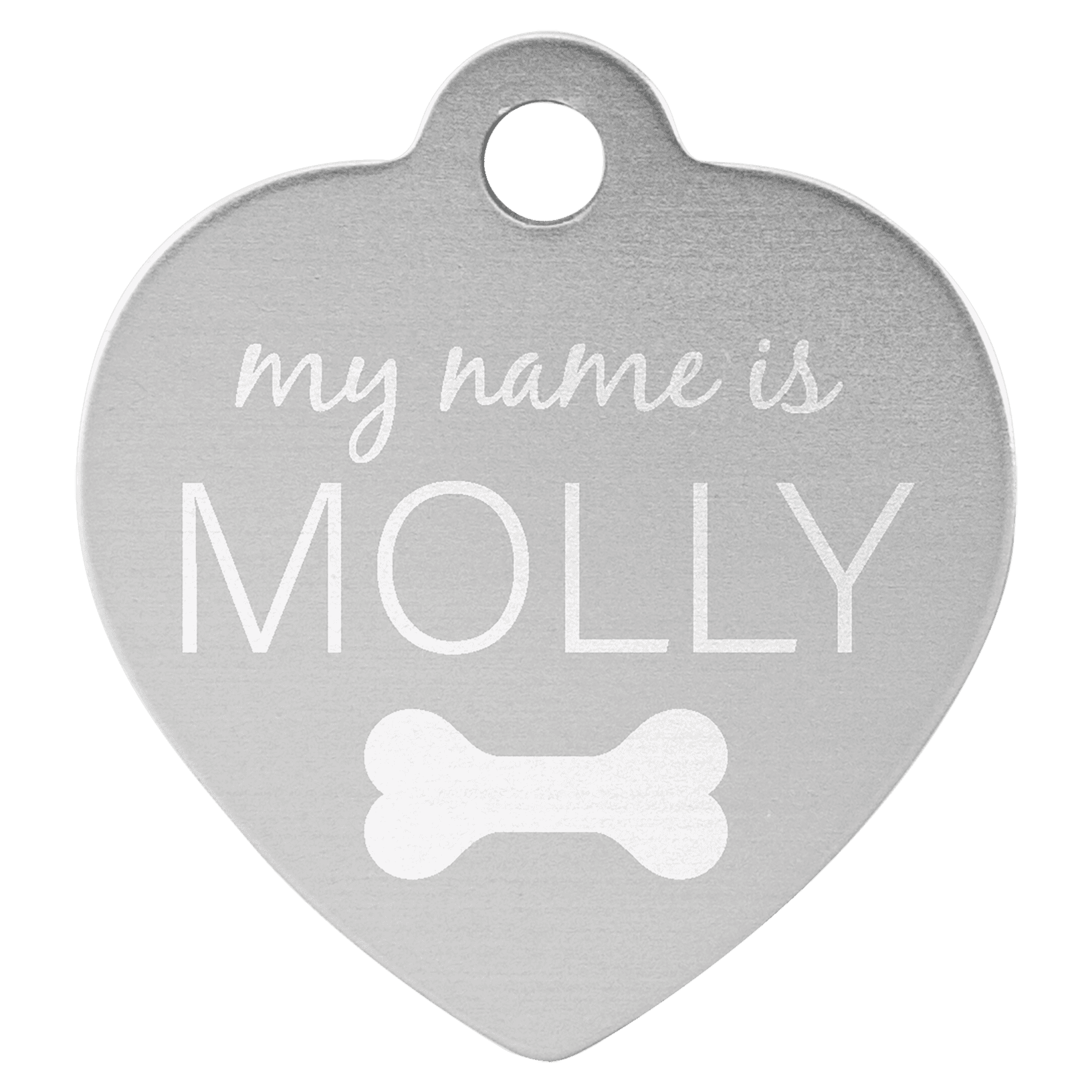 1 1/4" x 1 1/4" Laserable Anodized Aluminum Heart Pet Tag