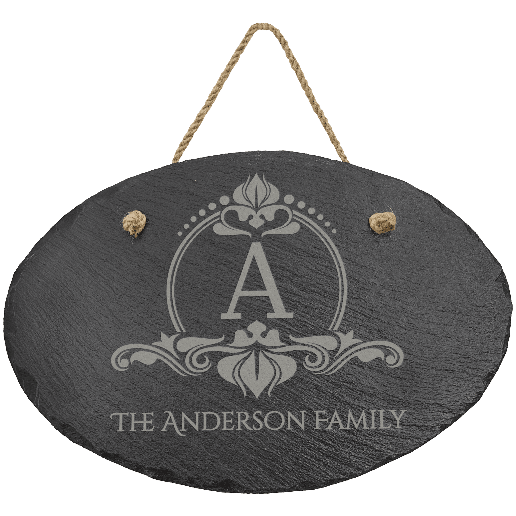 11 3/4" x 7 3/4" Oval Slate Decor with Hanger String