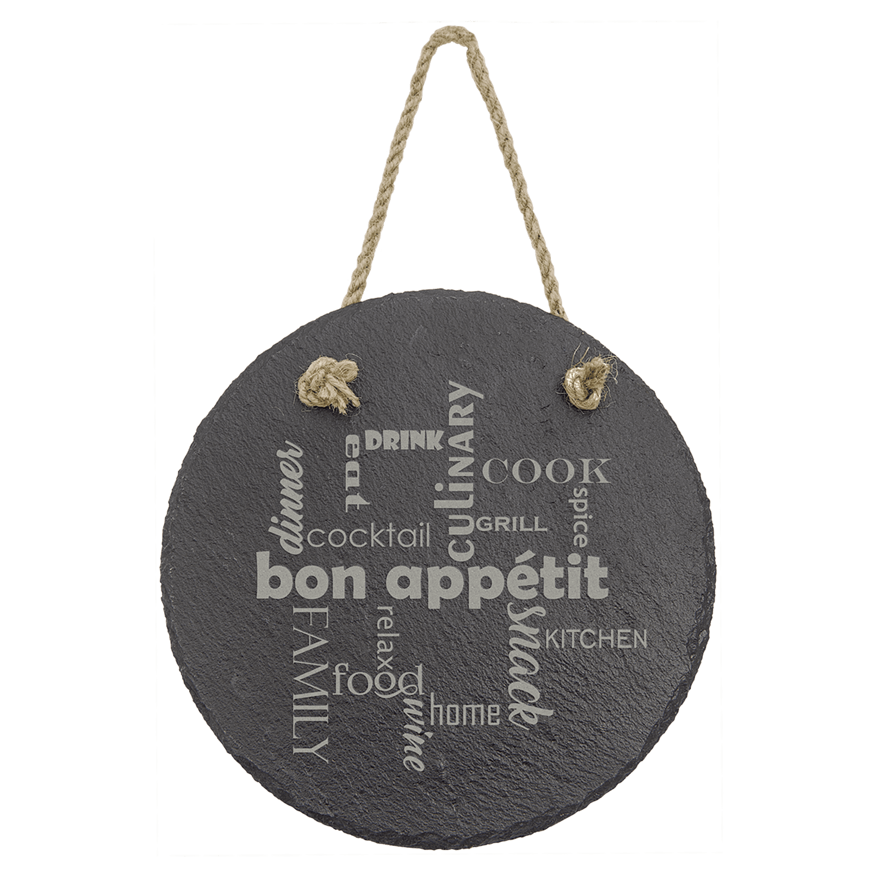 7" Round Slate Decor with Hanger String