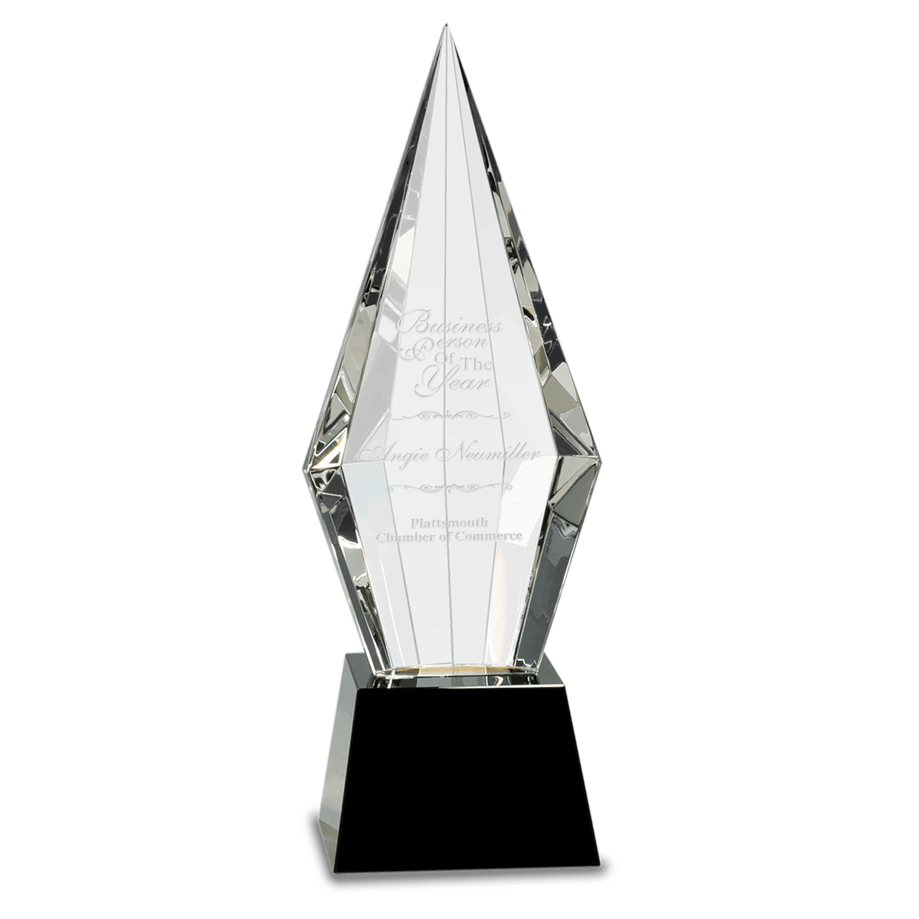 11" Obelisk Facet Crystal on Pedestal Base