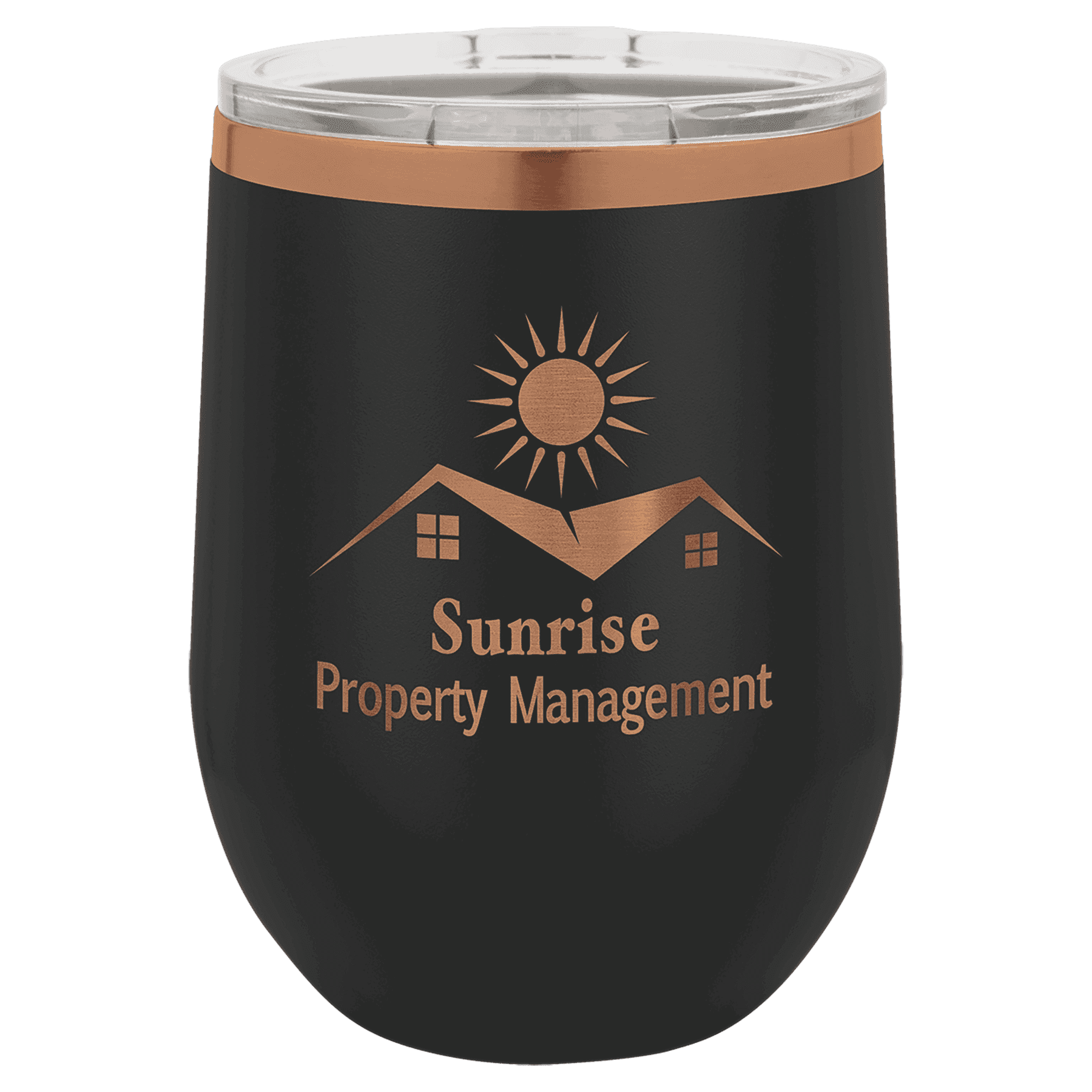 Polar Camel 12 oz. /Rose Gold Stemless Wine Tumbler with Standard Lid