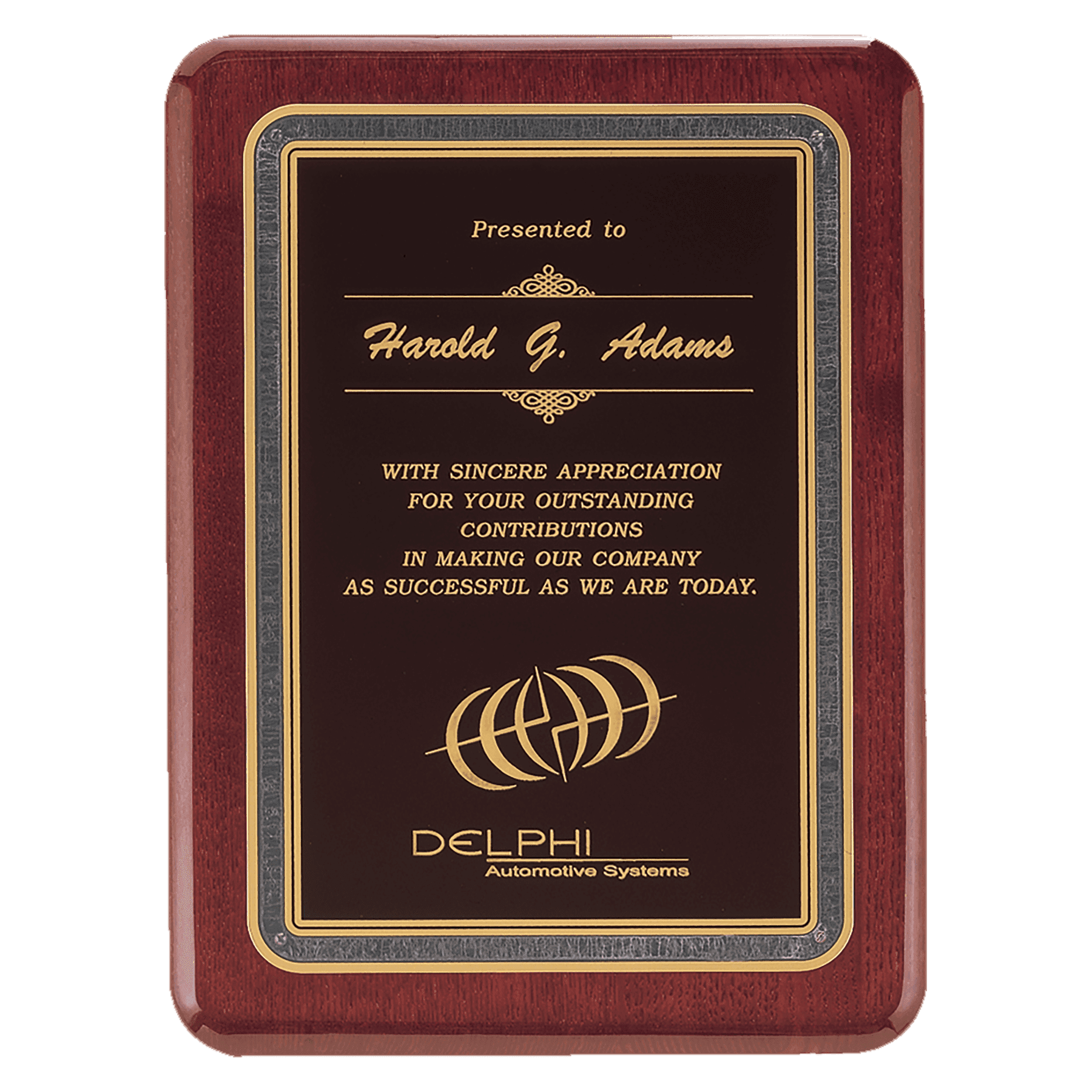 8" x 10 1/2" Piano Finish Plaque with / Florentine DesignLaserFX Plate