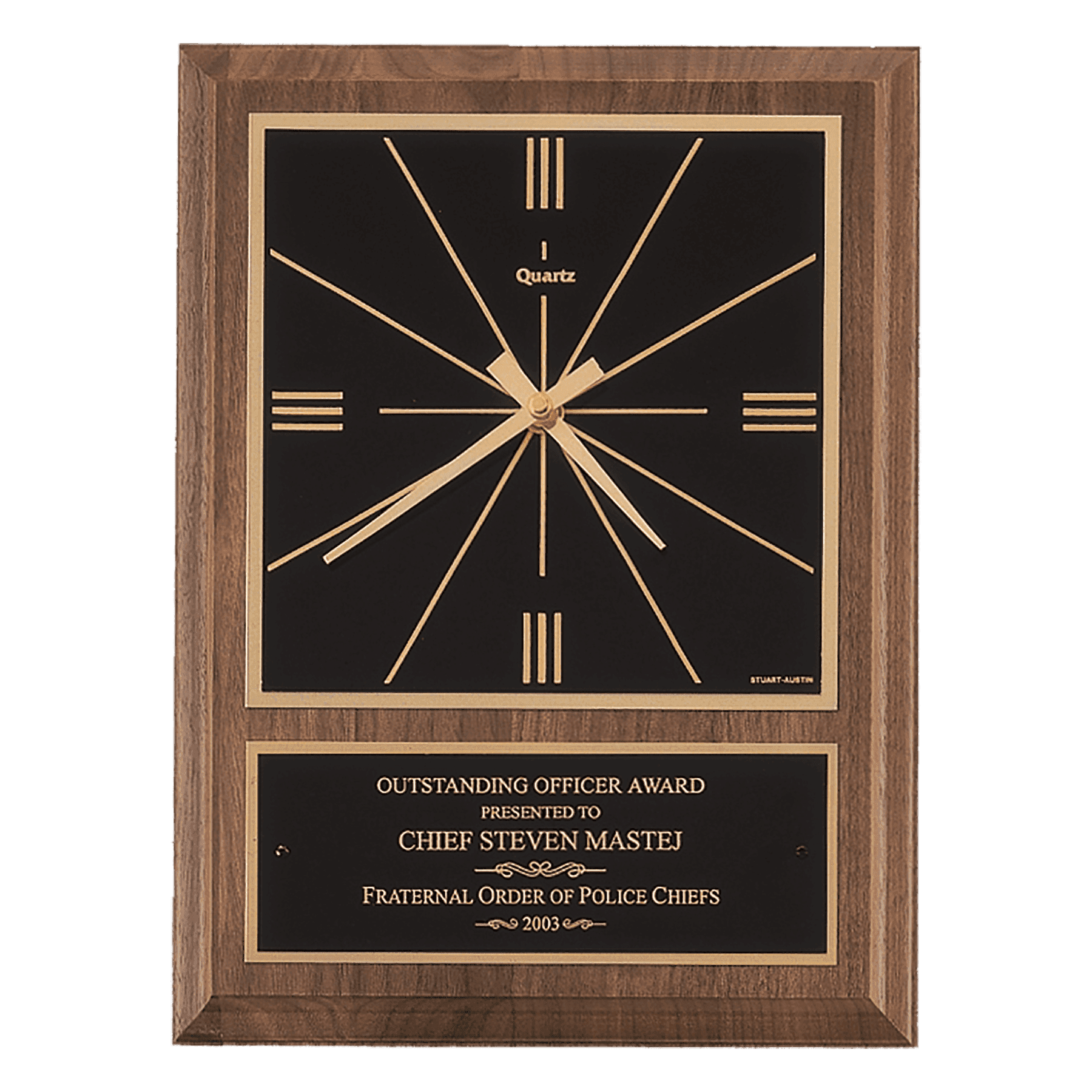 9" x 12" American Square Face Quartz Clock with Plate
