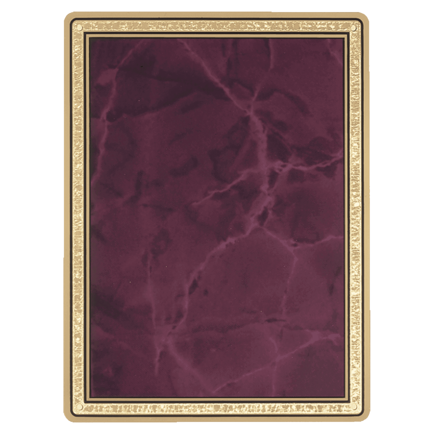 5 7/8" x 7 7/8" Marble Brass Plated Steel Plate with Rounded Corners, Florentine Border and Four Holes