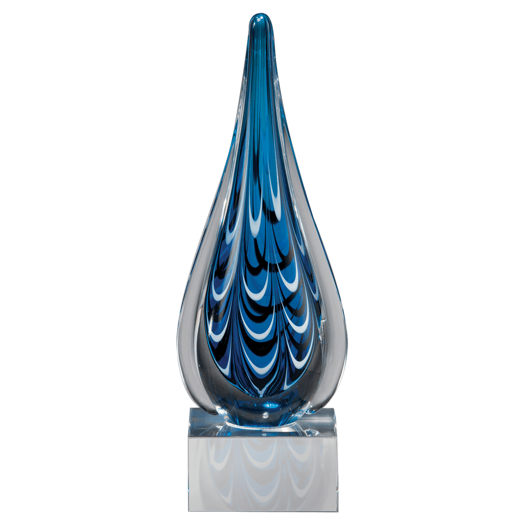 10" and Teardrop Art Glass on Glass Base-No Plate