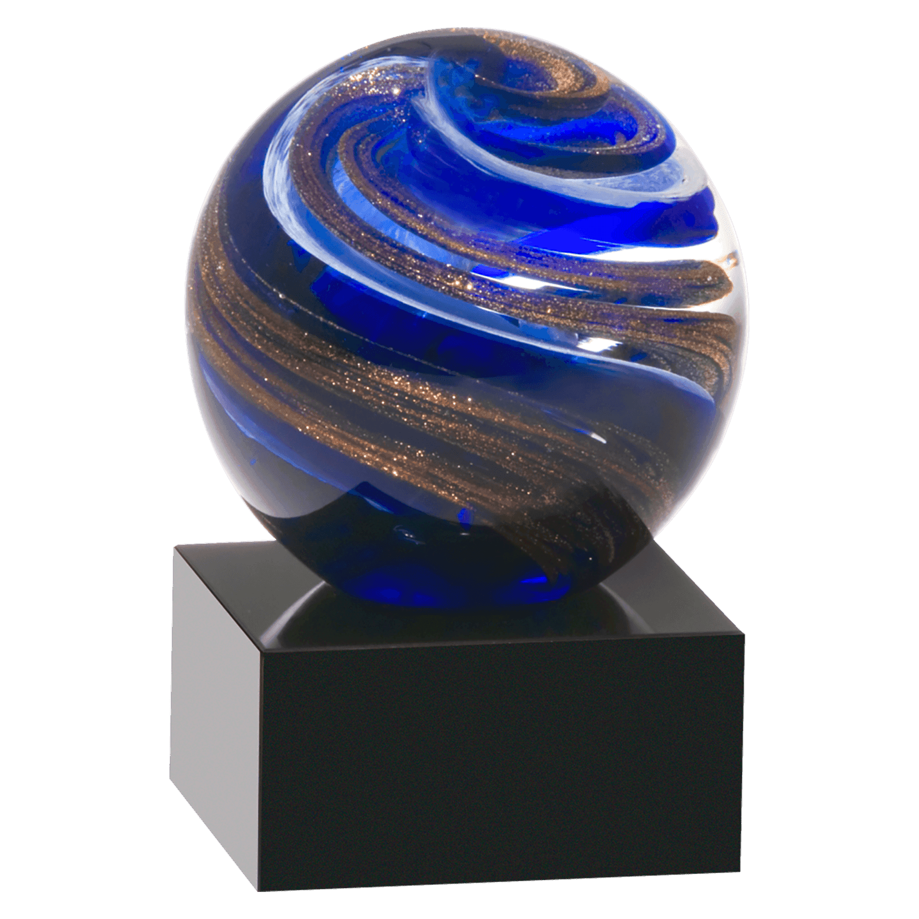 5" Globe w/, White and Metallic on Glass Base