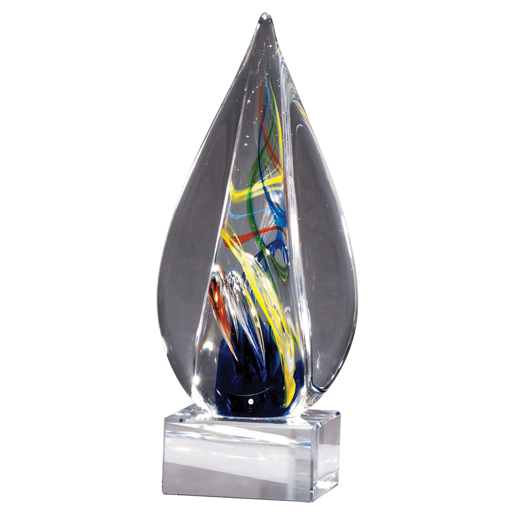 7 1/8" Flame Art Glass on Glass Base-No Plate