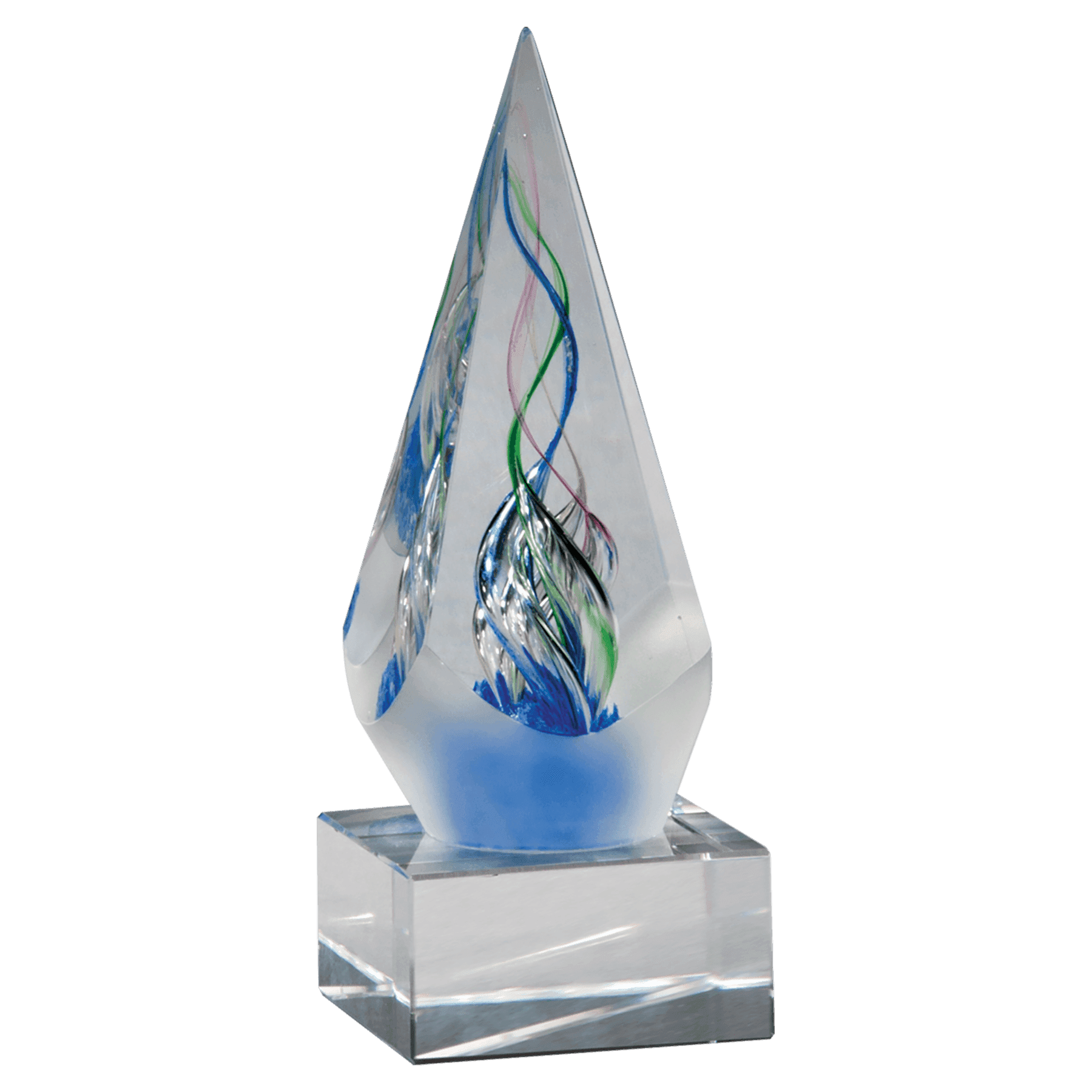 7 1/8" Frosted Glass Accent Arrow Art Glass on Glass Base-No Plate