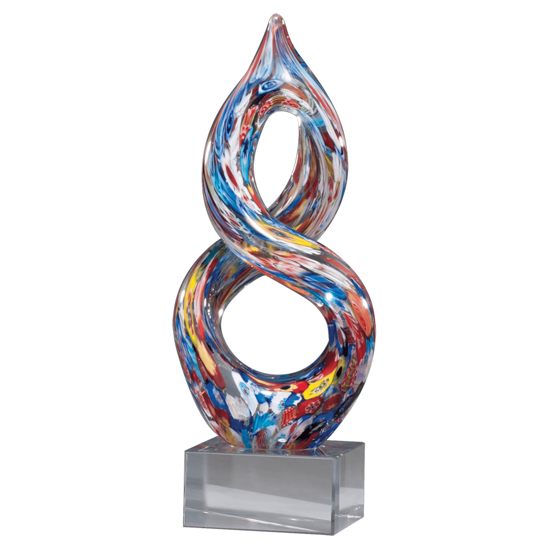 10" Helix Multi-Color Art Glass on Glass Base-No Plate