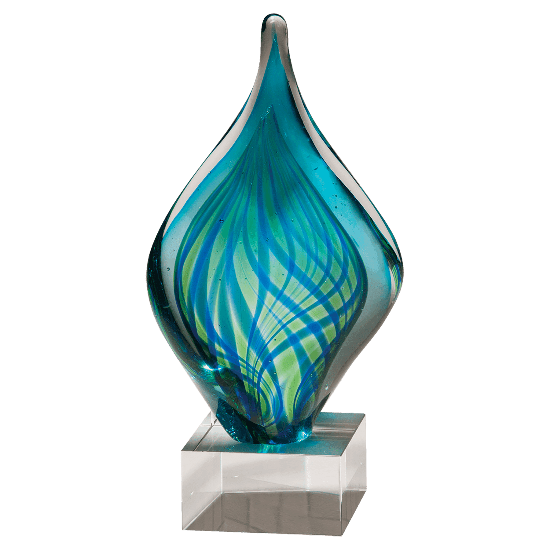 8 3/4" and Twist Art Glass on Clear Glass Base-No Plate