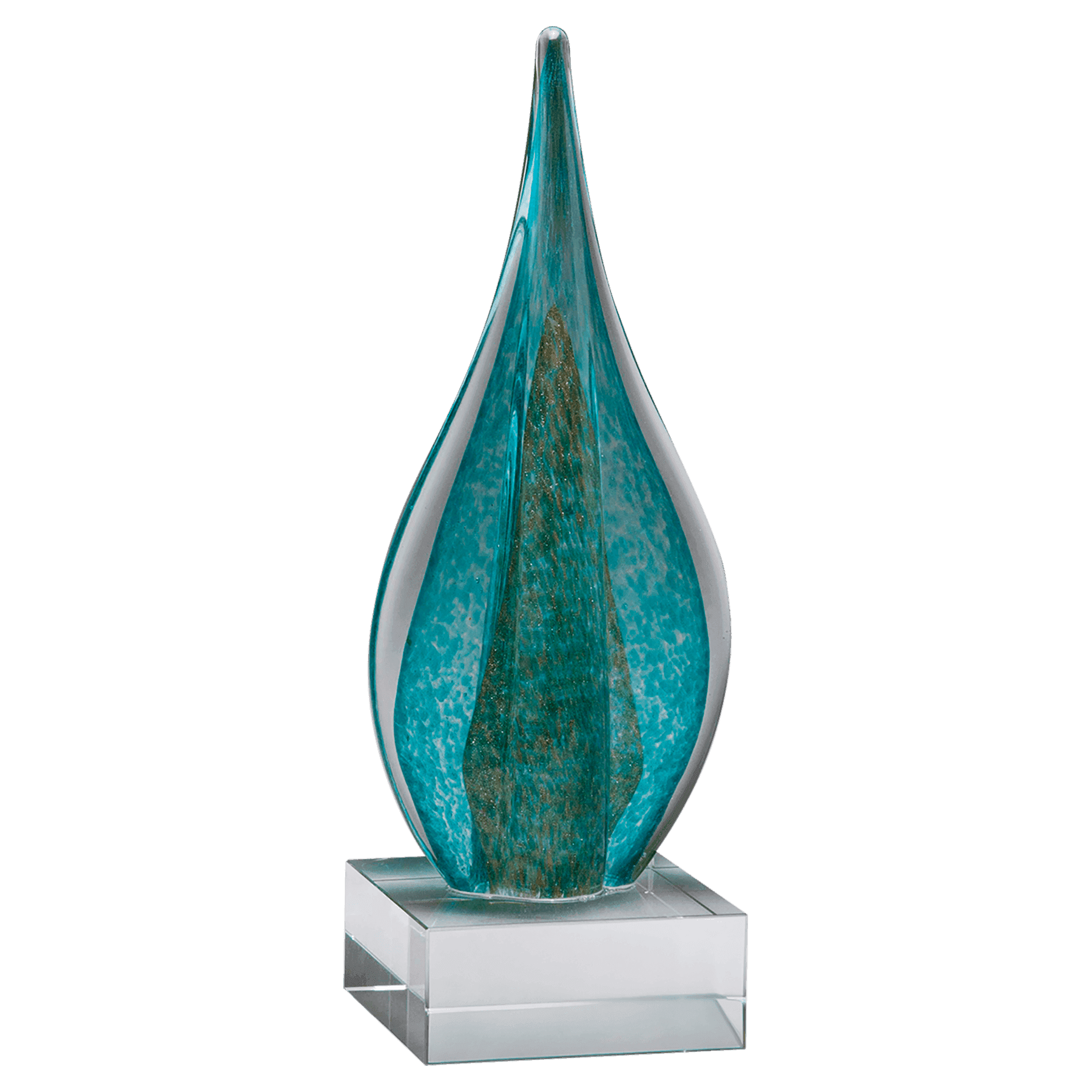 11 1/2" / Teardrop with Metallic Accent on Clear Glass Base-No Plate