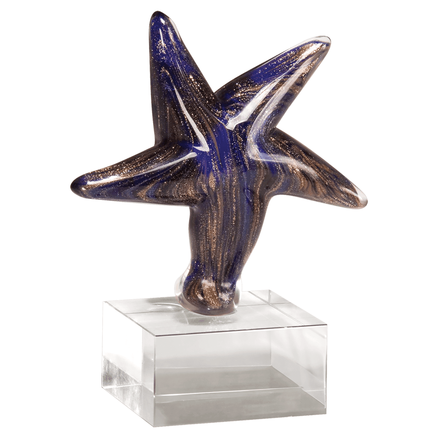 6 7/8" Star Art Glass w/ Metallic Highlights on Glass Base - No Plate