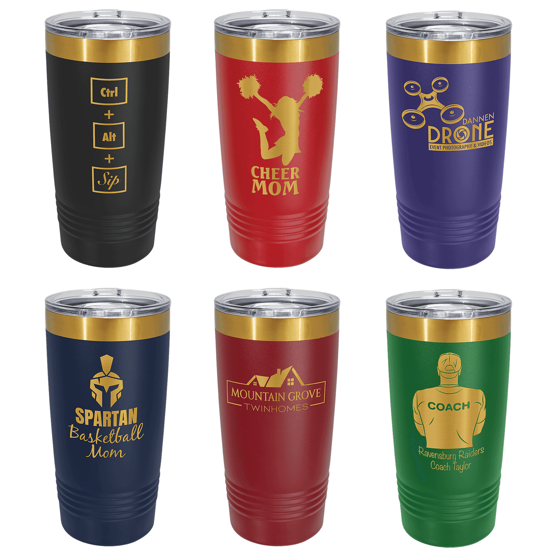 Polar Camel 20 oz. Bright Gold ION-Plated Tumbler with Slider Lid Sample Set